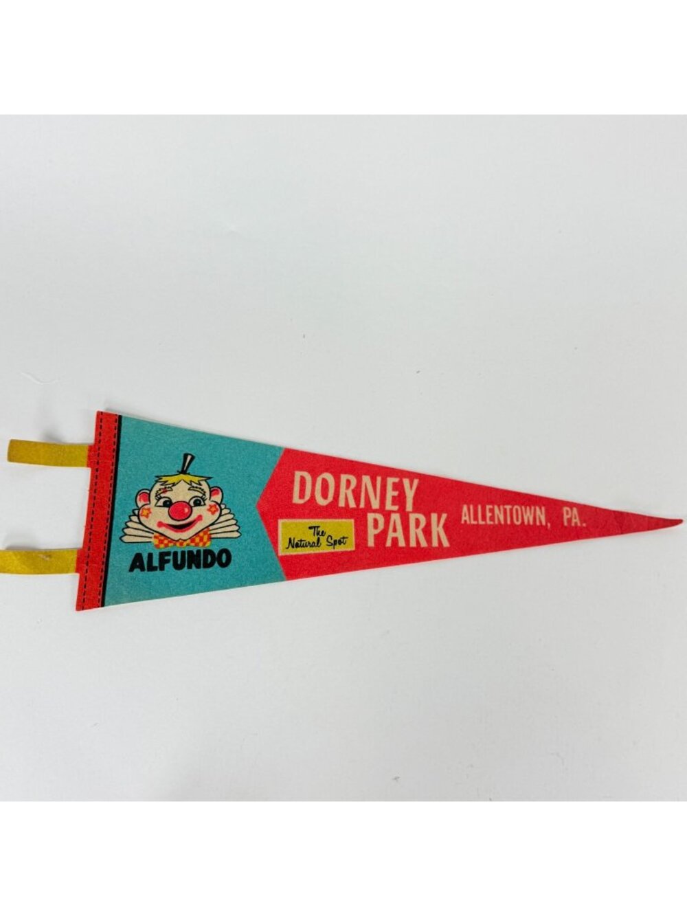 Vintage Dorney Park Allentown PA Souvenir Felt Pennant With Alfundo The Clown